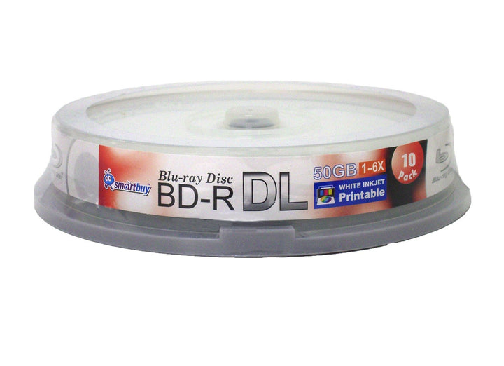 50gb 6X Blu-ray Bd-r Dl Dual Layer Blank White Inkjet Printable Recordable Media Disc Spindle (10-Disc)