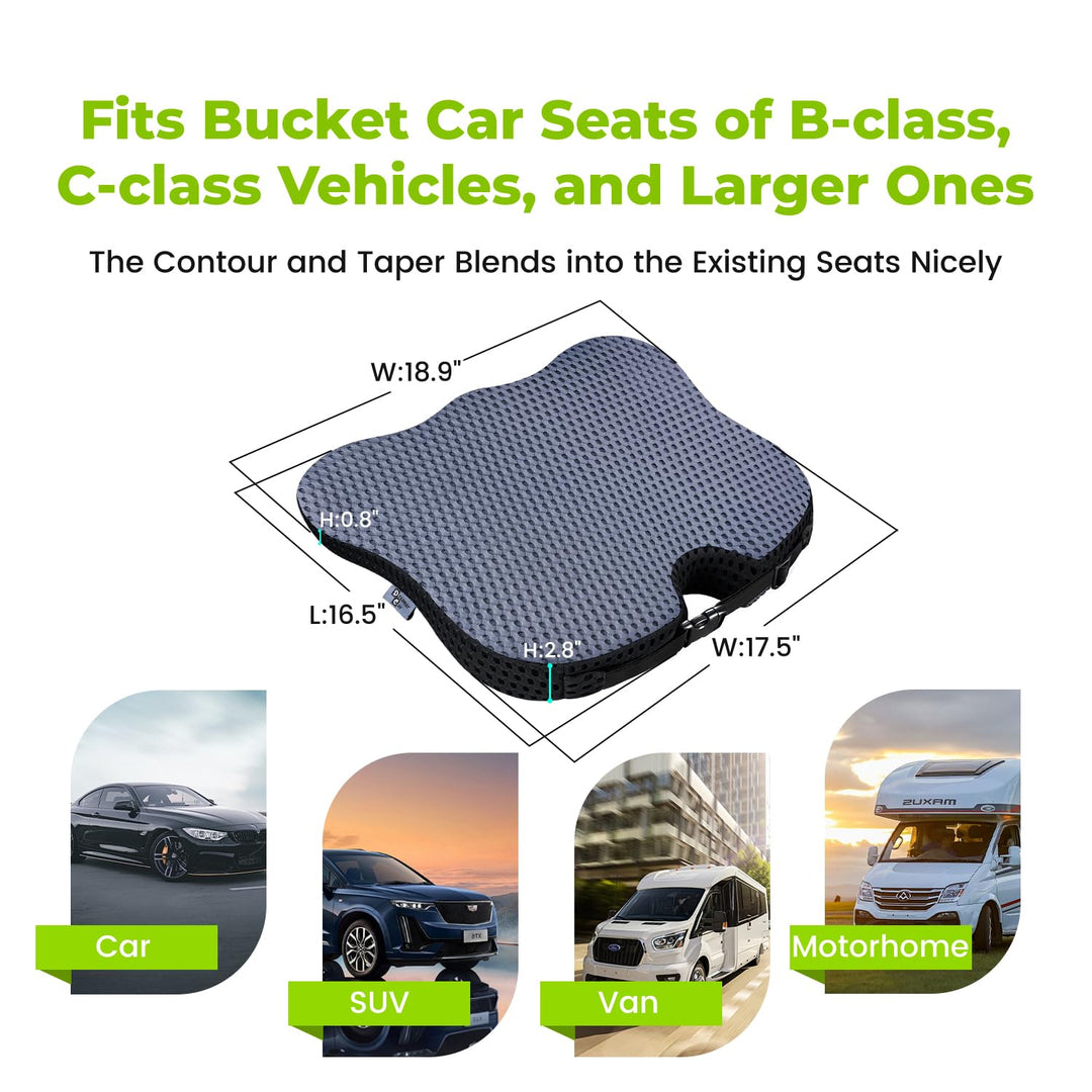 Wedge Car Seat Cushion for Driving Broaden Vision by Raised Back- Soft Dense Memory Foam Car Seat Cushion for Car Seat Driver/Passenger Offer Comfort and Relief for Sciatica,Hip,and Coccyx Pain (Gray)