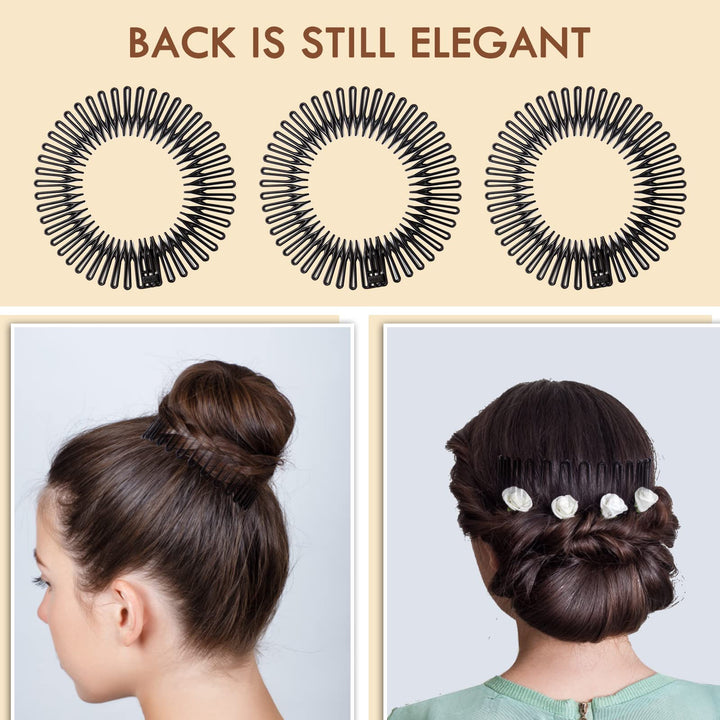 comb Headband full circle stretch comb 3pcs tooth flexible plastic comb headband clear for women girl