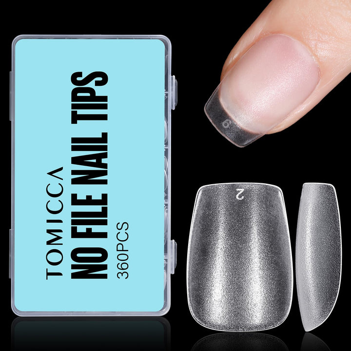 Short Nail Tips, 15 Sizes Full Matte Soft Gel Nail Tips, 360PCS Pre-shaped Coffin Nail Tips, No Filed, Full Cover False Gel Nail Tips for Nail Extensions