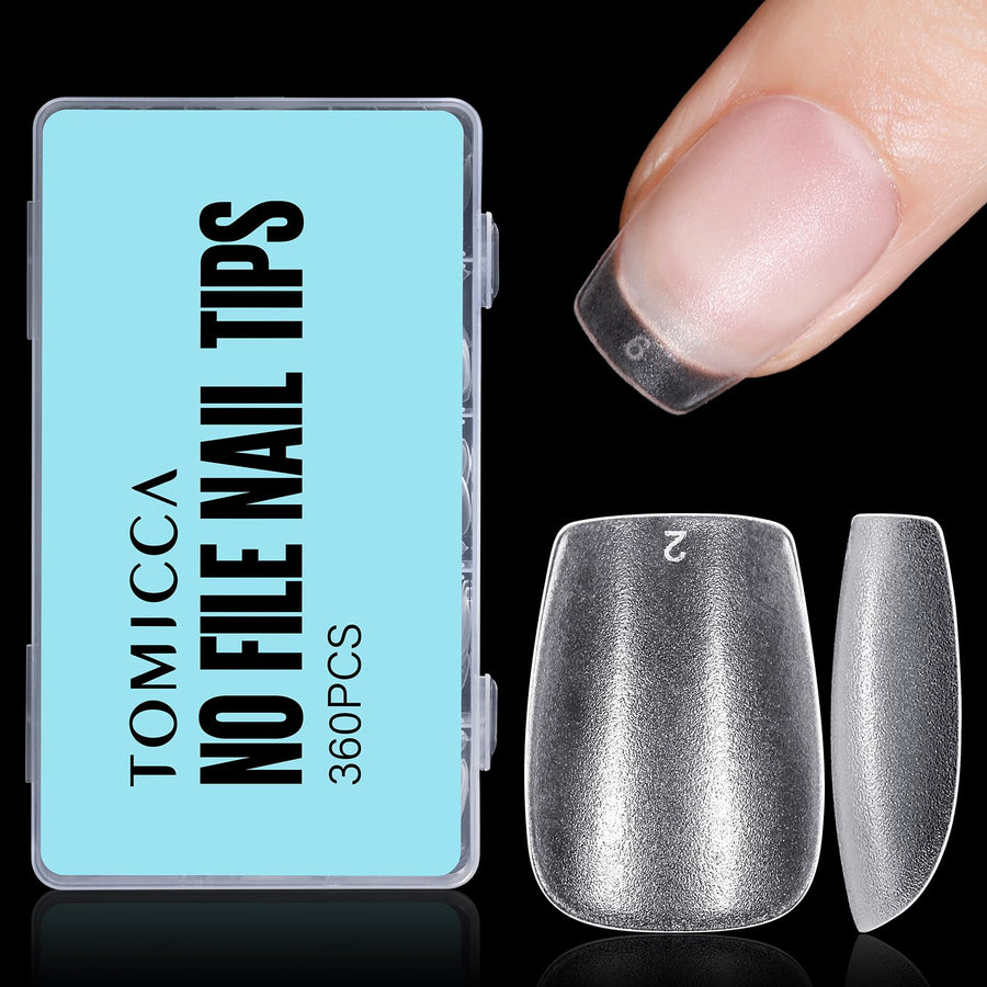 Short Nail Tips, 15 Sizes Full Matte Soft Gel Nail Tips, 360PCS Pre-shaped Coffin Nail Tips, No Filed, Full Cover False Gel Nail Tips for Nail Extensions