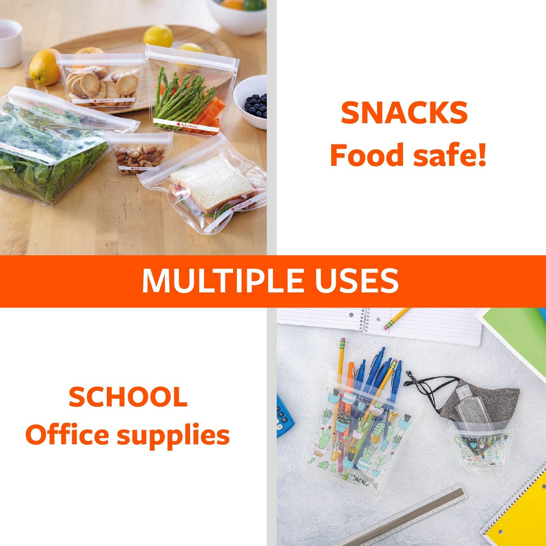 Ziptuck Reusable Multi-Use Leak Food-Safe Storage, BPA-Free, Set of 2 Sandwich Bags, Dinosaur