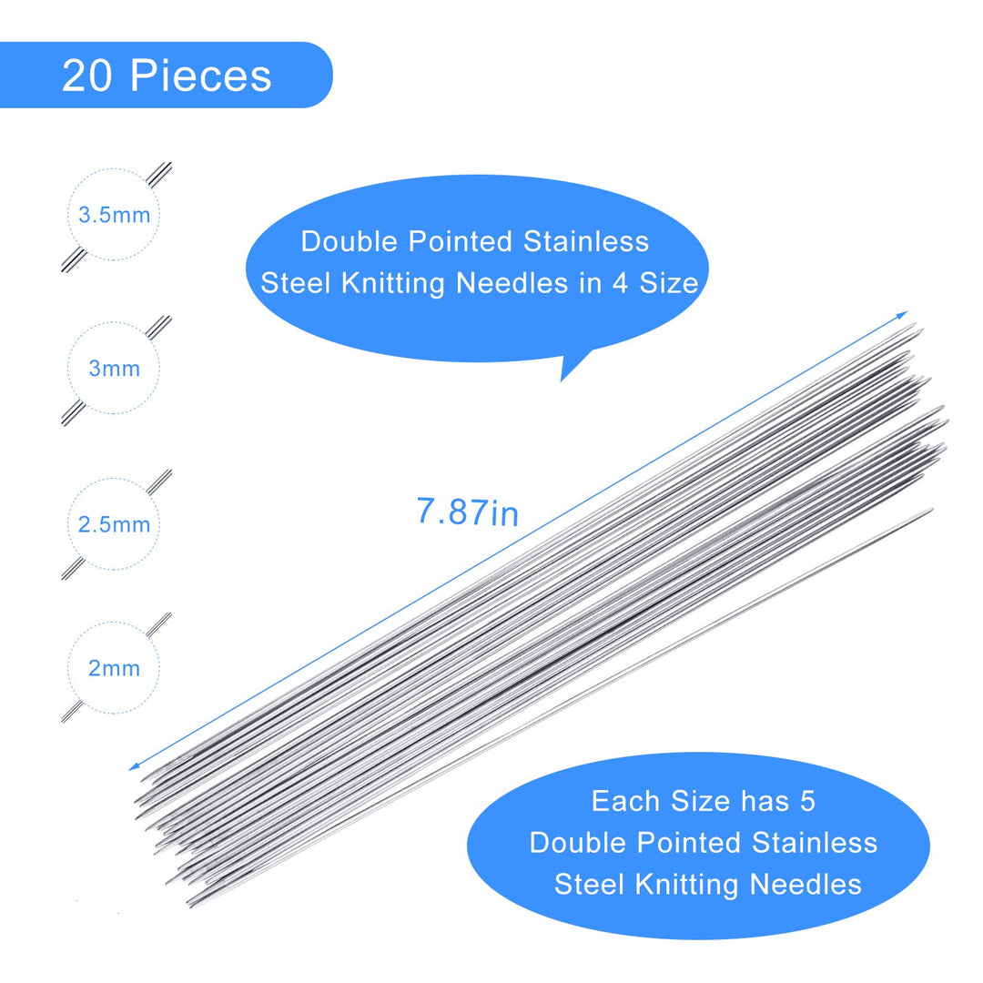 32 Pieces Circular Knitting Needles Kit,Included 12 Pieces 32 Inch Stainless Steel Crochet Yarn Needles and 20 Pieces Double Pointed Knitting Needles for Any Weave Yarn Project