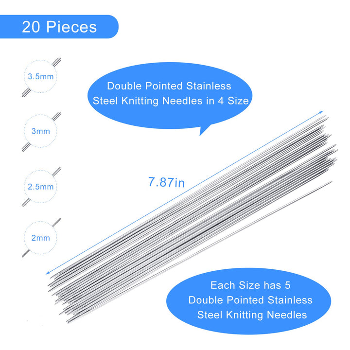 32 Pieces Circular Knitting Needles Kit,Included 12 Pieces 32 Inch Stainless Steel Crochet Yarn Needles and 20 Pieces Double Pointed Knitting Needles for Any Weave Yarn Project