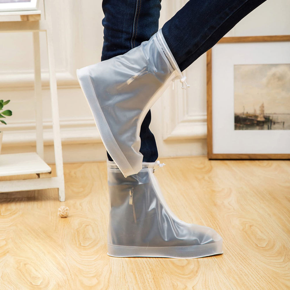 Rain Shoe Covers for Women Waterproof (White, L)