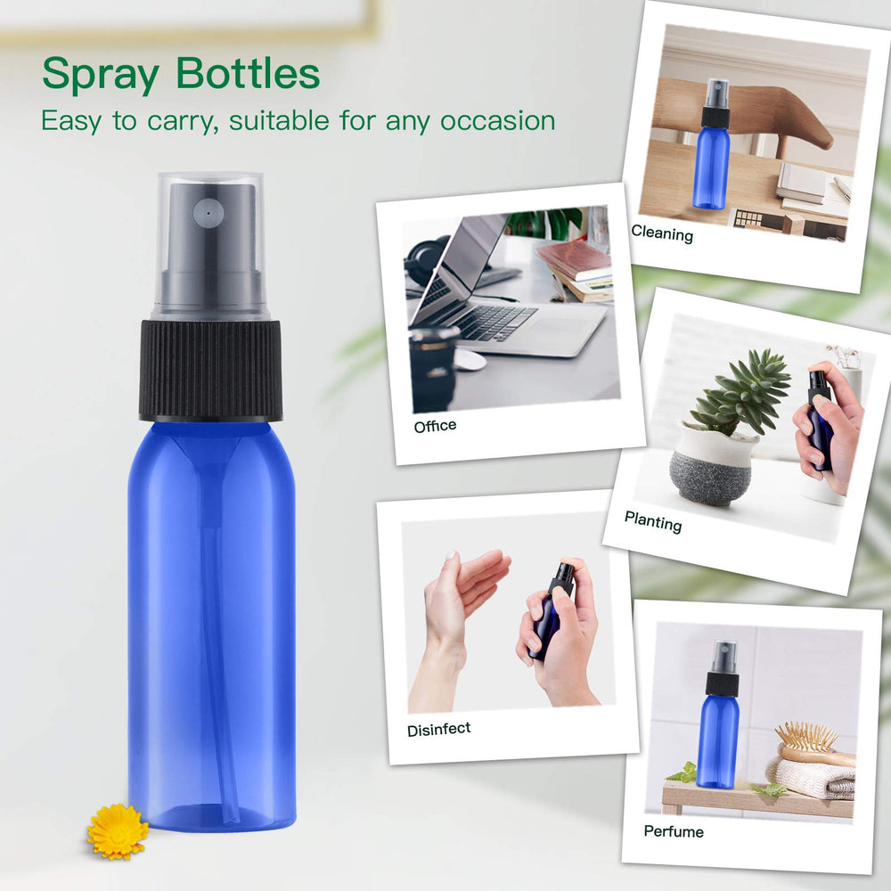 Unihome 12 Pcs, Blue: 1Oz. Small Empty Plastic Spray Bottles (12 Pack) With Fine Mist | Mini Leak Proof Travel Atomizer, Spritzer For Perfume, Cologne, Alcohol, Samples, Cleaning Solutio