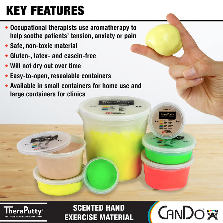 TheraPutty Scented Hand Exercise Putty for Rehabilitation, Exercises, Hand Therapy, Occupational Therapy, Apple Green Medium 2oz