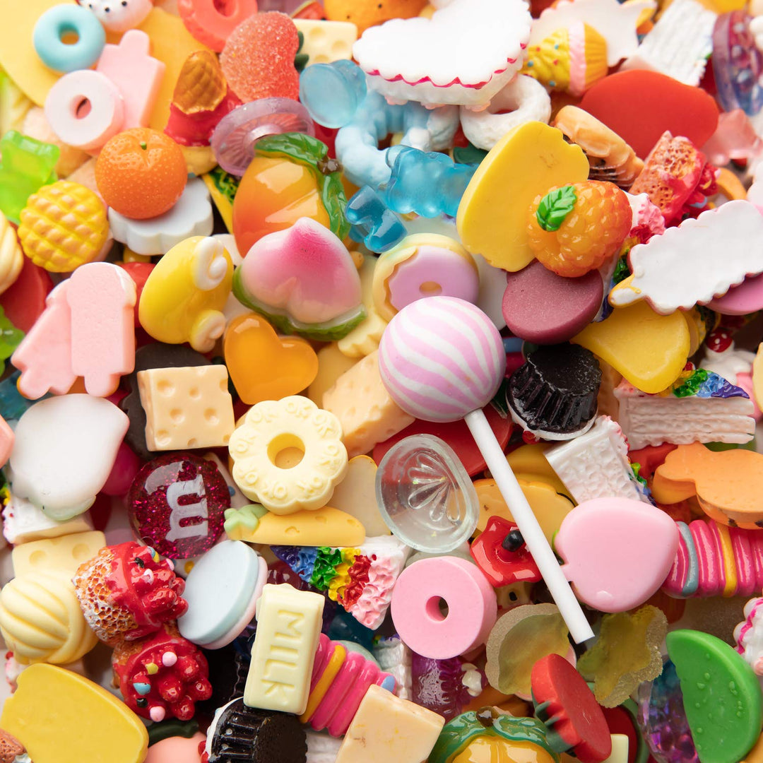 Slime Charms Food Cute Set - Mixed Lot Assorted Food Resin Flatback Cute Sets for DIY Crafts Making,Decorations,Scrapbooking,Embellishments,Hair Clip 25pcs