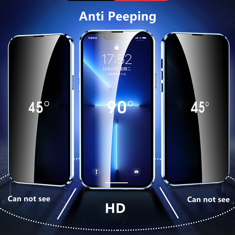 Anti Peeping Case for iPhone 13 Pro Max, 360 Degree Front and Back Privacy Tempered Glass Cover, Anti SPY Screen, Anti Peep Magnetic Adsorption Metal Bumper for iPhone 13 Pro Max (Gold)
