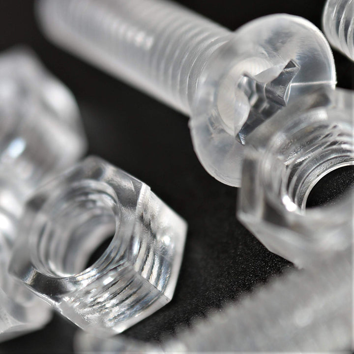 50 x Crosshead Countersunk Screws Nuts and bolts, Transparent Clear Plastic Acrylic, M5 x 20mm - Acrylic Plastic Screws, M5 x 20mm, (13/64 x 25/32 in)