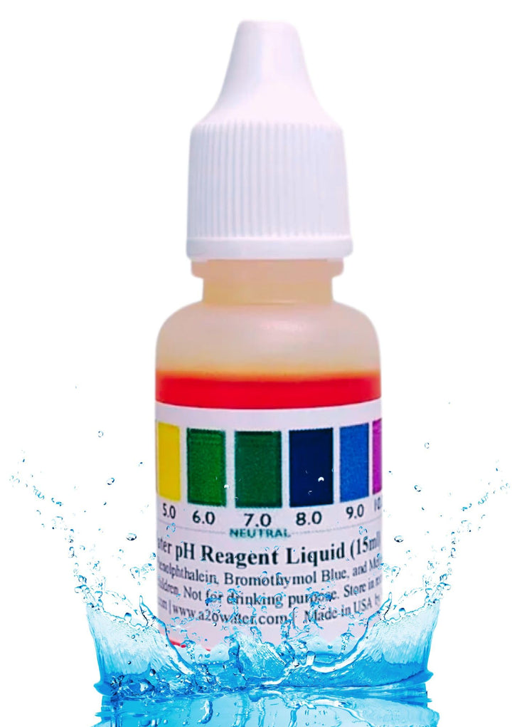 Alkaline, Tap, and Drinking Water pH Test Liquid wht(100-125 Tests) 0.50 Fl Oz (Bigger Bottle) by A2O Water - Made in USA