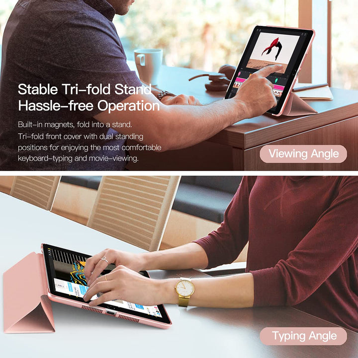 for iPad 10.2 Case iPad 9th Generation 2021/ 8th Generation 2020/ 7th Generation 2019 Case,Slim Translucent Hard PC Protective Smart Cover with Stand, Rose Gold