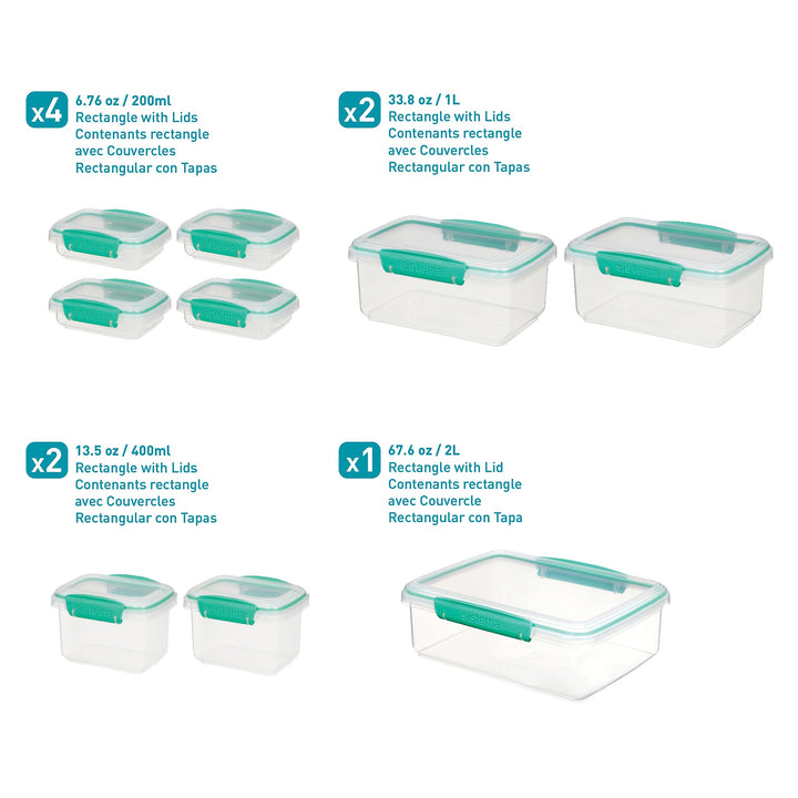 18-Piece Food Storage Containers with Lids for Lunch, Meal Prep, and Leftovers, Dishwasher Safe, Clear/Blue