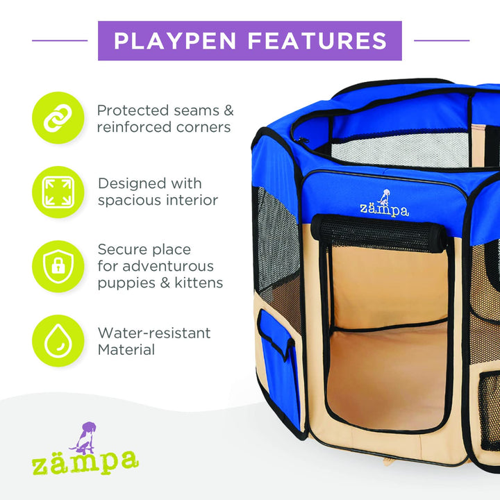 Puppy Playpen Small 36x36x24 Portable Pop Up Playpen for Dog and Cat, Foldable | Indoor/Outdoor Kitten Pen & Travel Pet Carrier + Carrying Case.
