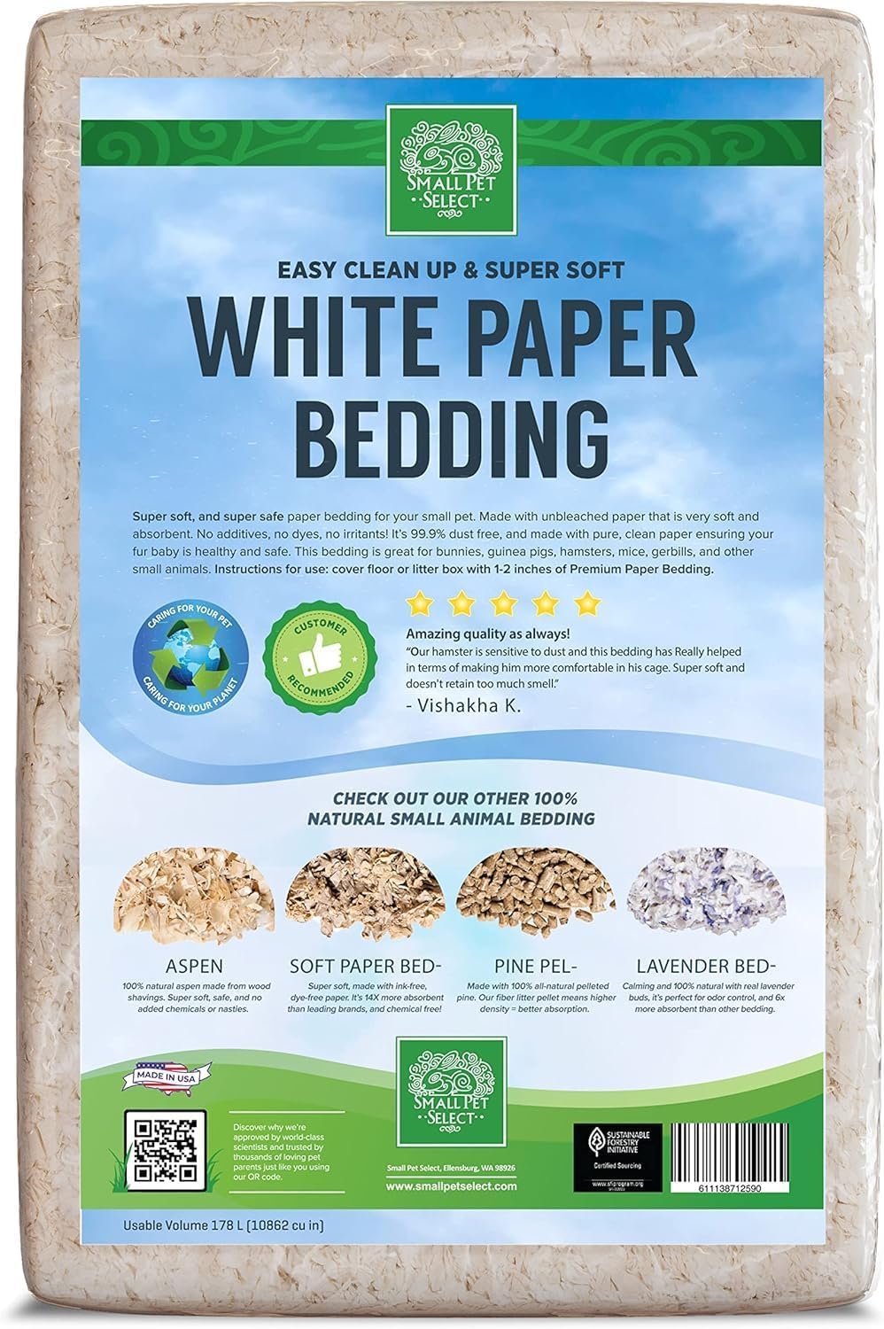 Unbleached White Paper Bedding, 178L