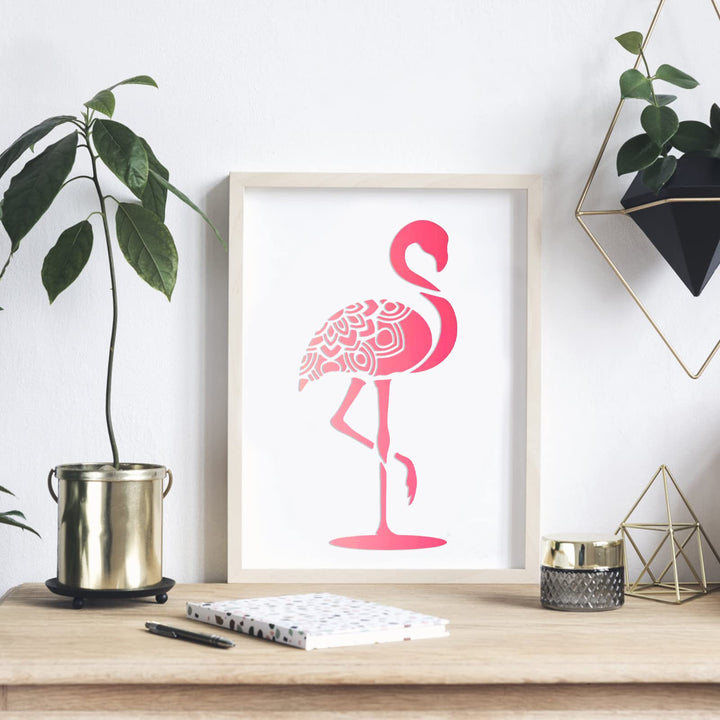 Large Size Flamingo Stencils 11.7x8.3 Inch Flamingo DIY Decoration Painting Stencils Mandala Flamingo Painting Stencil Bird Stencils Template for DIY Crafts Home Decor Wood Wall Painting