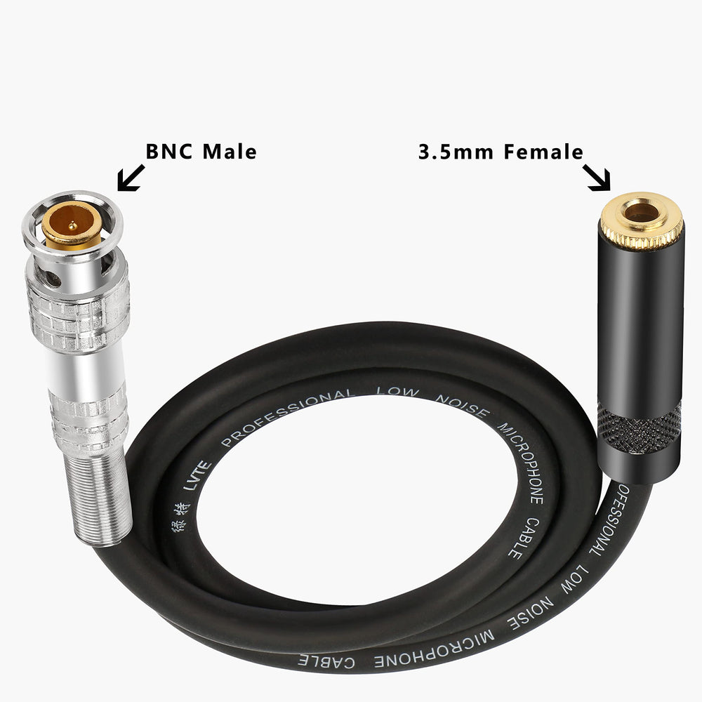 BNC Male to 3.5mm (1/8) Female Plug TRS Stereo Coaxial Power Audio Cable(0.5M) (BNC Male to 3.5mm Female)