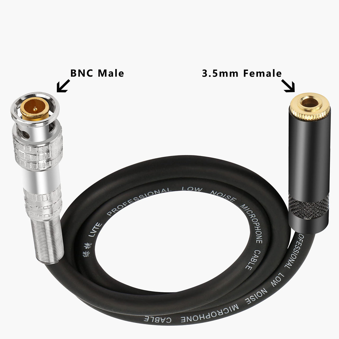 BNC Male to 3.5mm (1/8) Female Plug TRS Stereo Coaxial Power Audio Cable(0.5M) (BNC Male to 3.5mm Female)
