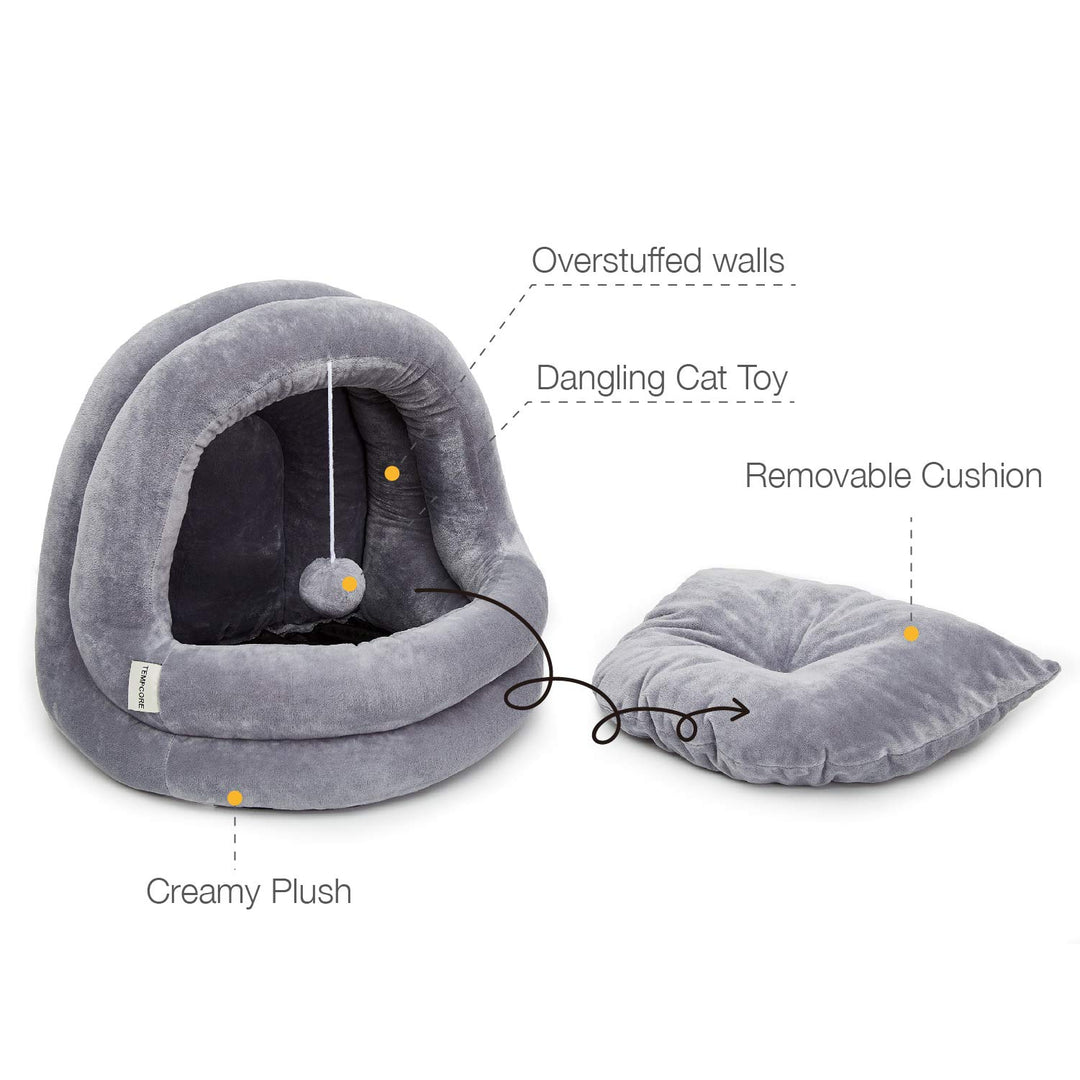 Cat Bed, Machine Washable for Indoor Cats or Small Dogs, Puppy, Kitty, Kitten, Rabbit, Anti-Slip & Water-Resistant Bottom
