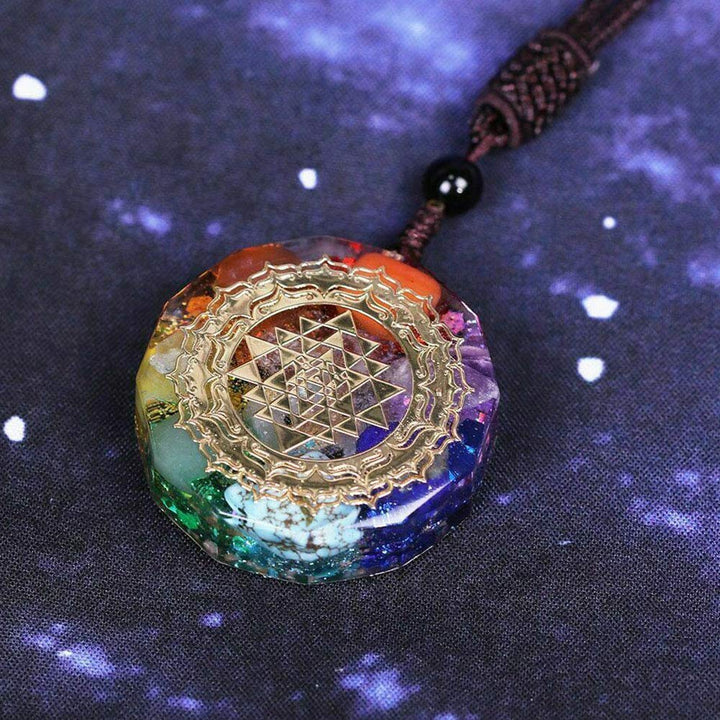 1pcs Orgonite Pendant Sri Yantra Necklace Sacred Geometry Chakra Energy Necklace Gift