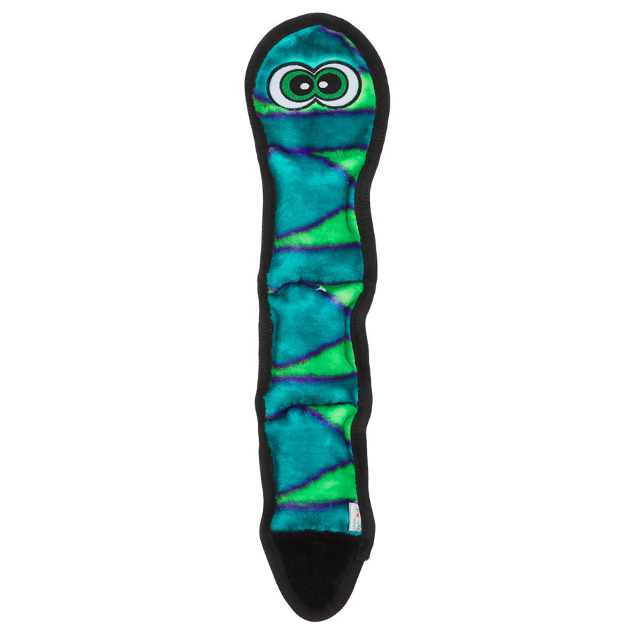 Durablez Tough Plush Squeaky Dog Toy, Snake, Blue, Large