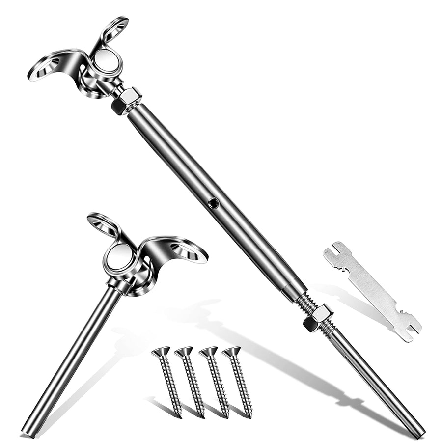 20 Sets T316 Stainless Steel Cable Railing Kit 180° Adjustable Angle Cable Railing Hardware Kit 1/8 Wire Rope for Wood Post, Adjustable Swage Toggle Turnbuckle Tensioner and End Fitting