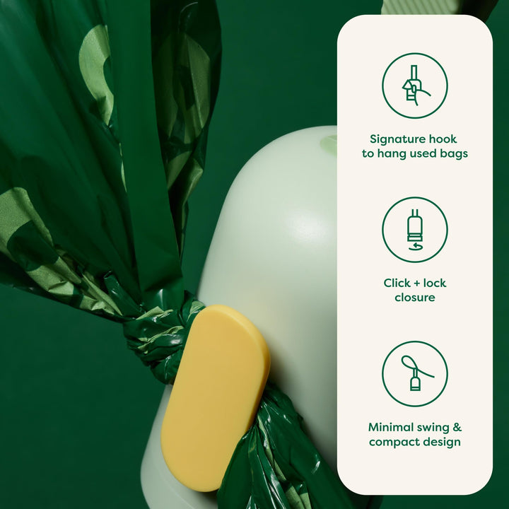 Dog Poop Bag Holder with Bags, Durable and Guaranteed Leakproof, Unscented, 1 Dispenser and 15 Count