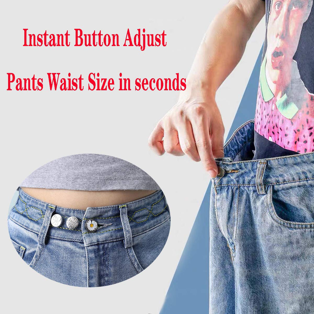 Adjustable Jeans Button Pins Instant, 16 Sets Button Pins for Jeans No Sew Detachable Pants Waist Instant Button in Seconds DIY(17mm)