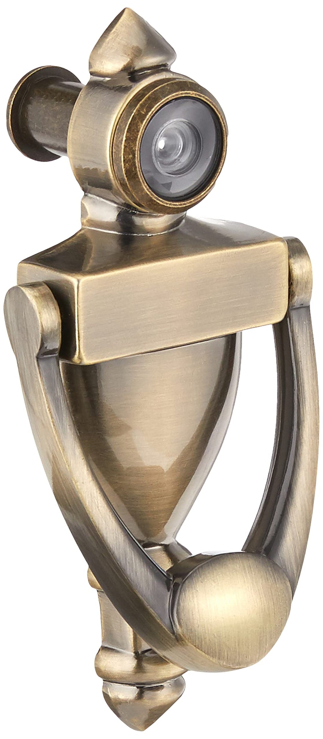 Prime-Line S 4235 Door Knocker and Viewer, Diecast Construction, Antique Brass Finish (Single Pack)