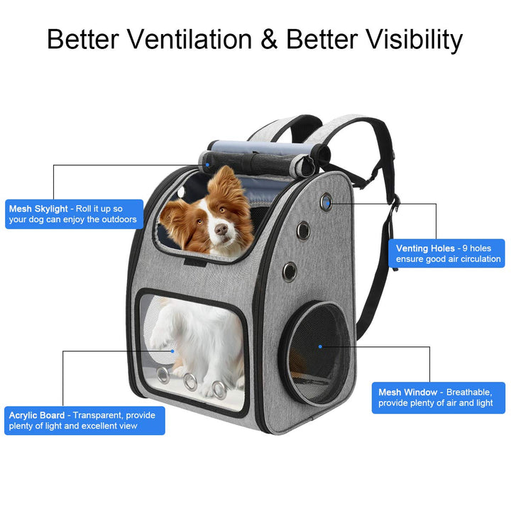 Expandable Pet Carrier Backpack for Cats, Dogs and Small Animals, Portable Pet Travel Carrier, Super Ventilated Design, Airline Approved, Ideal for Traveling/Hiking/Camping