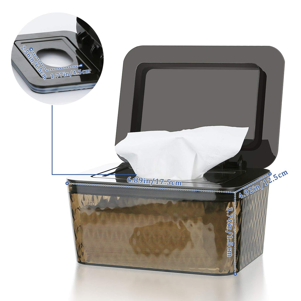 Wipes Holders, Large Capacity Wipes Dispenser Box Wipes Case Dustproof Wipes Box with Lid Keep Diaper Wipes Fresh (Brown)