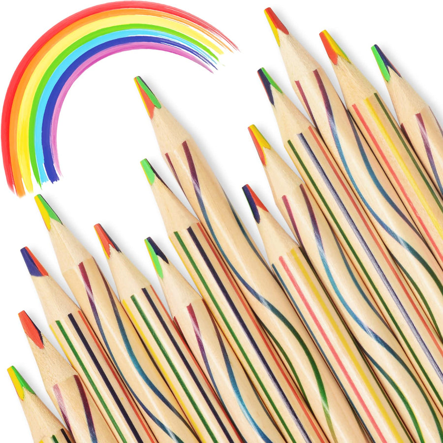 30 Pieces Rainbow Pencils for Kids, 4 in 1 Rainbow Colored Pencils, Stocking Stuffers for Kids, Christmas Gifts, Party Favors, Pre-sharpened
