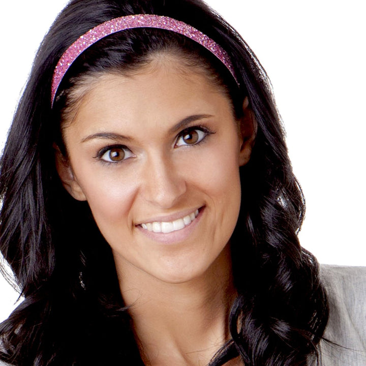 Hipsy Women's Adjustable NO SLIP Bling Glitter Headband Mixed 3pk (Light Pink)