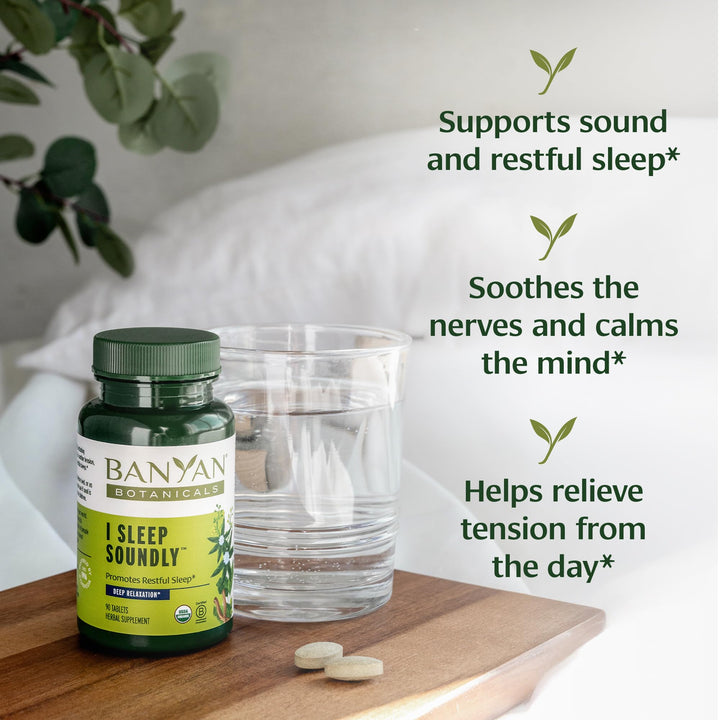 I Sleep Soundly – Organic Herbal Sleep Supplement with Ashwagandha, Eclipta, and Chamomile – 90 Tablets – Non-GMO Sustainably Sourced Vegan