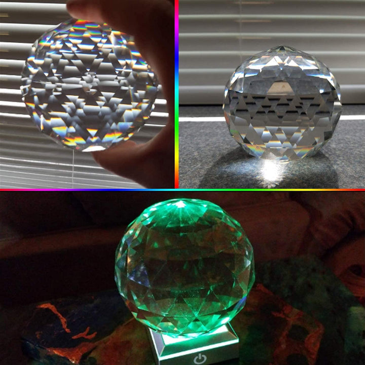 Clear Glass Crystal Ball Prism Suncatcher Rainbow Maker, Sphere Faceted Gazing Ball for Window, Feng Shui, Home Office Garden Decoration (120mm/4.72inch)