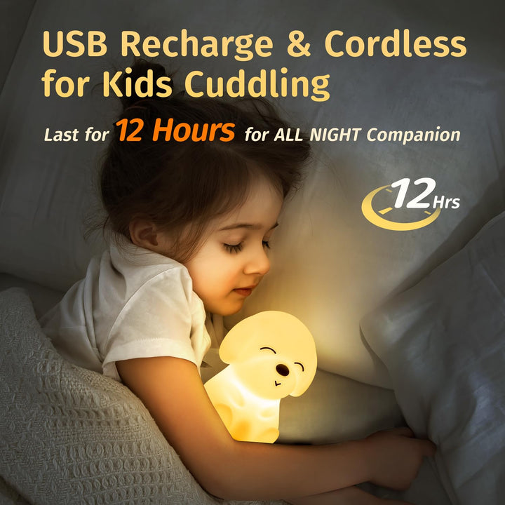 Baby Night Light for Kids,16 Colors & Soft Silicone Dog Kids Night Light,Timer Toddler Night Light,Dimmable+Rechargeable Night Light,Cute Night Light Touch Night Light,Christmas Gifts for Kids
