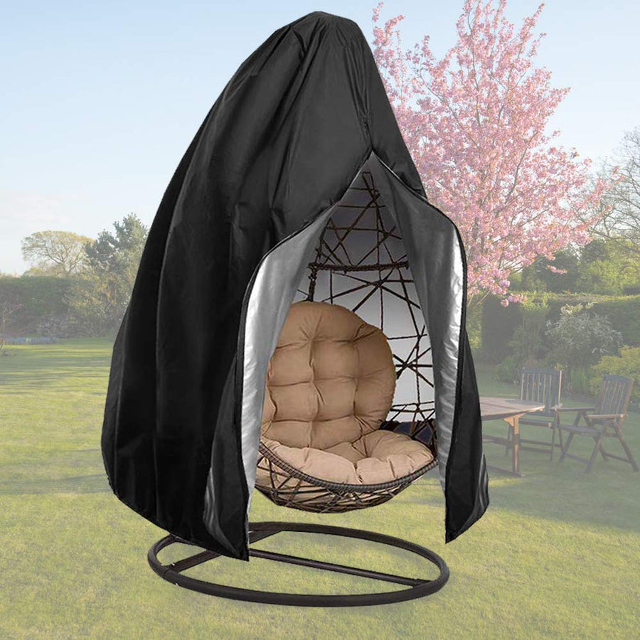 UpgradedPatio Egg Chair Covers with Zipper, Wicker Egg Swing Chair Covers, Waterproof Heavy Duty Weather Resisatnt Outdoor Chair Cover, Windproof Hanging Chair Cover, 75 x 45, Black, 1 Pack