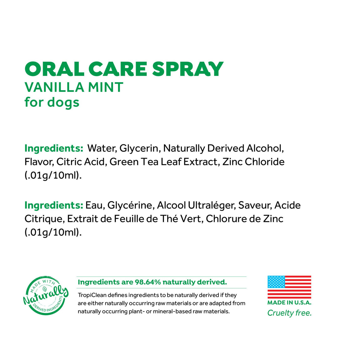 Fresh Breath Vanilla Mint Oral Care Spray for Dogs, 4oz - Made in USA