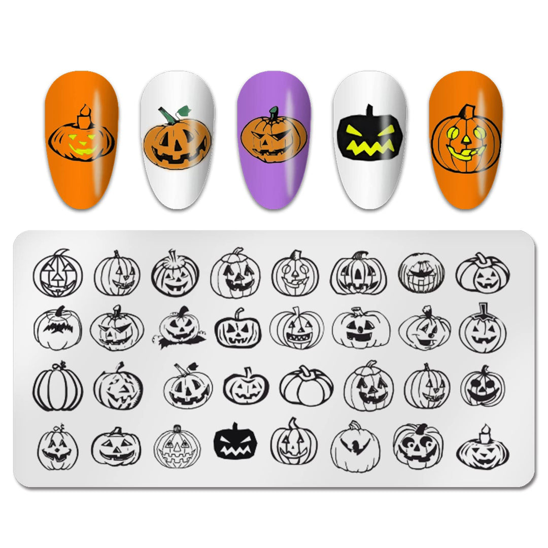 6pcs Nail Stamping Plate Halloween Pumpkin Bats Flame Nail Stamp Nail Stencils Stamping Plates For Nails DIY Nail Accessories