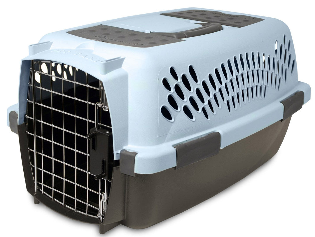 Petmate Pet Porter Fashion Dog Kennel - Crate for Pets 15-20 lbs - Airline Approved Pet Carrier - Durable Plastic Shell - For Home and Travel - Made in USA - 24 Inches - Pale Aqua and Black