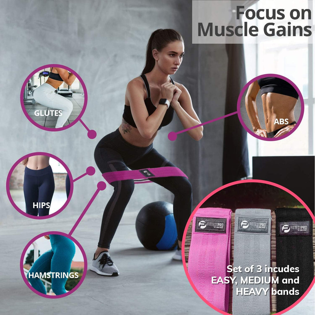 Resistance Loop Exercise Bands - Set of 5 Stretch Bands for Working Out with Instruction Guide & Carry Bag - Elastic Band for Home Workout & Physical Therapy for Women and Men 12 x 2