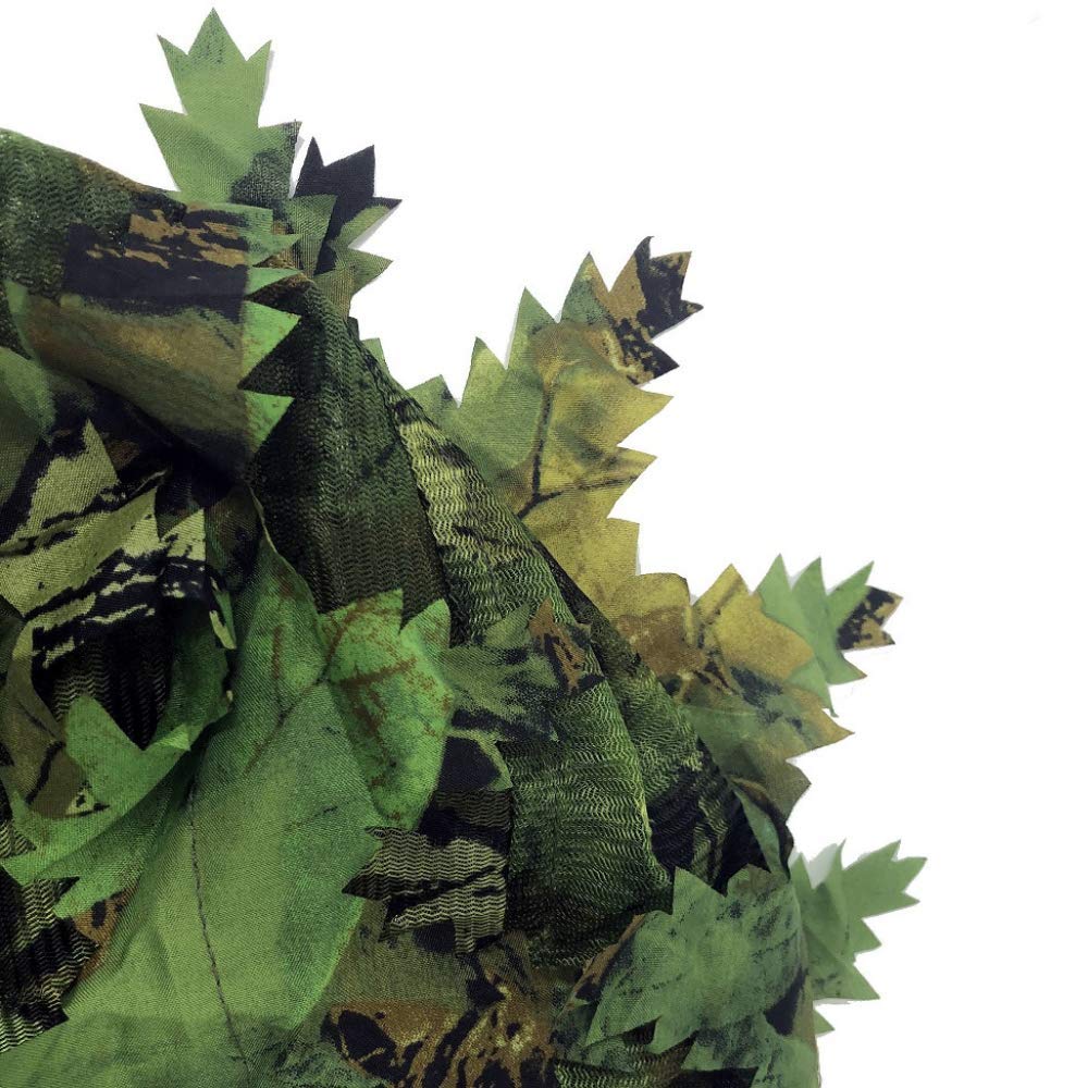 Camo 3D Leaf Ghillie Camouflage Mask. Leafy, Full Coverage, Breathable Hunting Mask with Customizable Fit. Great for Turkey Season! (Summer Green)