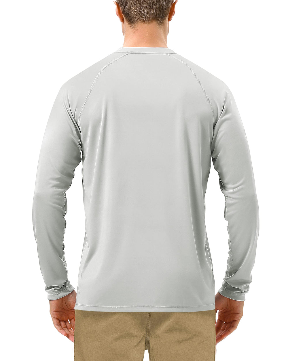 Mens UPF 50+ UV Sun Protection Shirts Outdoor Long Sleeve SPF Diving Rash Guard for Fishing Hiking Swimming Grey
