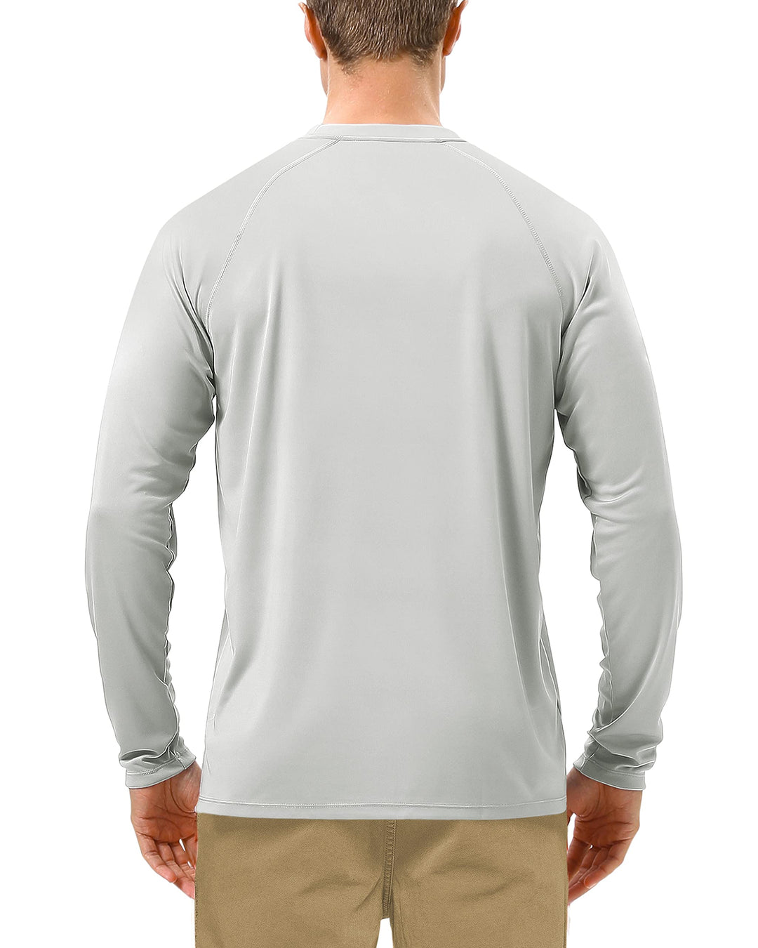Mens UPF 50+ UV Sun Protection Shirts Outdoor Long Sleeve SPF Diving Rash Guard for Fishing Hiking Swimming Grey