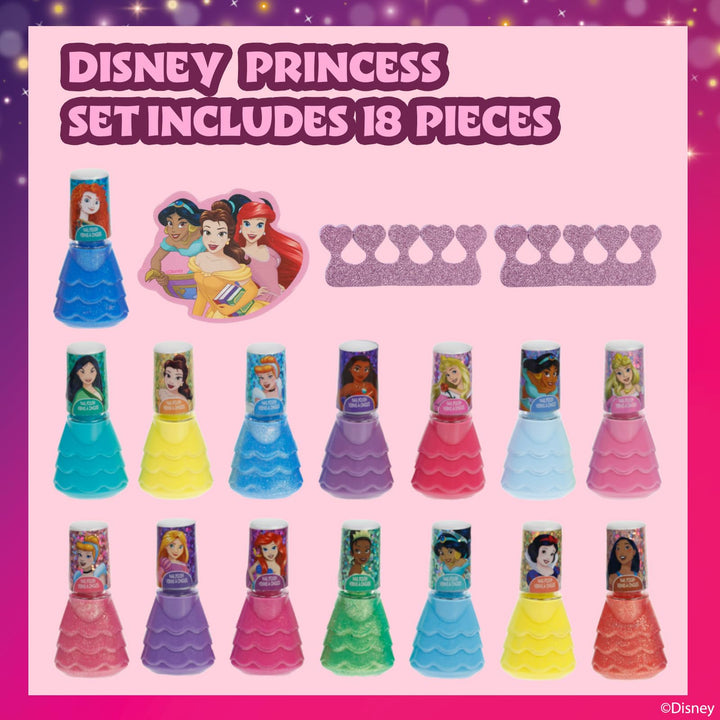 Townleygirl Disney Princess Peel-Off Nail Polish Gift Set For Kids