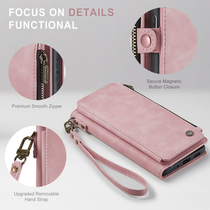 Compatible with Samsung Galaxy S20 FE 5G Case Wallet with RFID Blocking Card Holder for Women Men, PU Leather Magnetic Snap Flip Zipper Strap Wallet Phone Case Fit for Galaxy S20 FE 5G, Pink