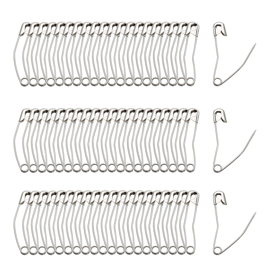 60Pcs Curved Safety Pins Size 4, 2-1/4 inch / 57mm Quilting Basting Pins, Bent Safety Pins for Quilting and Knitting (Sliver)