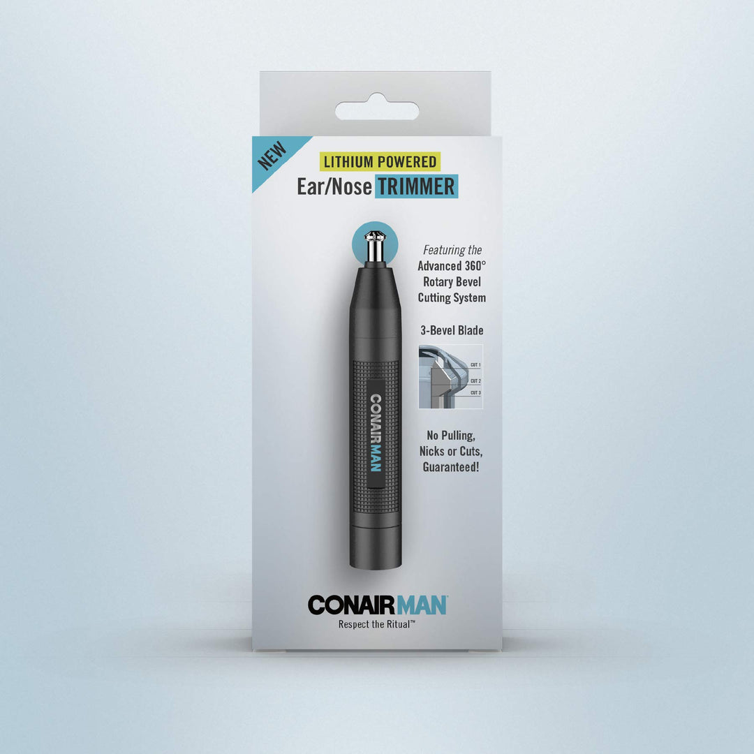 Man Nose Hair Trimmer for Men, For Nose, Ear, and Eyebrows, Patent 360 Bevel Blade for No Pull, No Snag Trimming Experience, Cordless Lithium-Powered Trimmer with Drawstring Bag