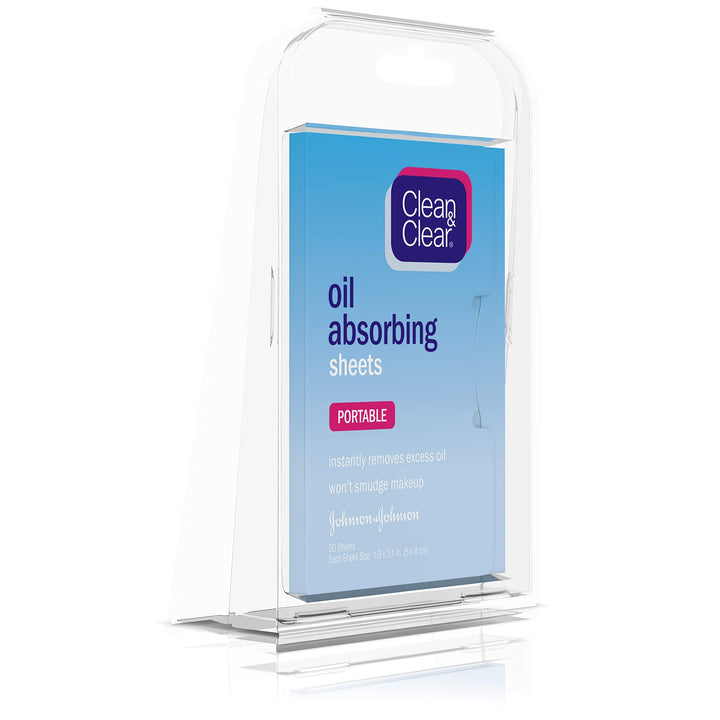 Clean & Clear Oil Absorbing Facial Sheets, Portable Blotting Papers for Face and Nose, Blotting Sheets for Oily Skin to Instantly Remove Excess Oil and Shine, Absorbing Blotting Papers, 50 ct