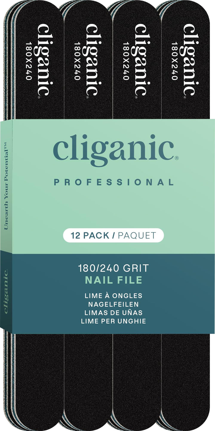 180/240 Grit , Black : 12 Pack Nail File Set: 180/240 Grit | Professional Washable Double Sided Emery Board - Buffer Files Kit | 90 Days Warranty